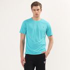 Men's Teal Round Neck Athleisure Drifit T-Shirt, Teal Blue, small