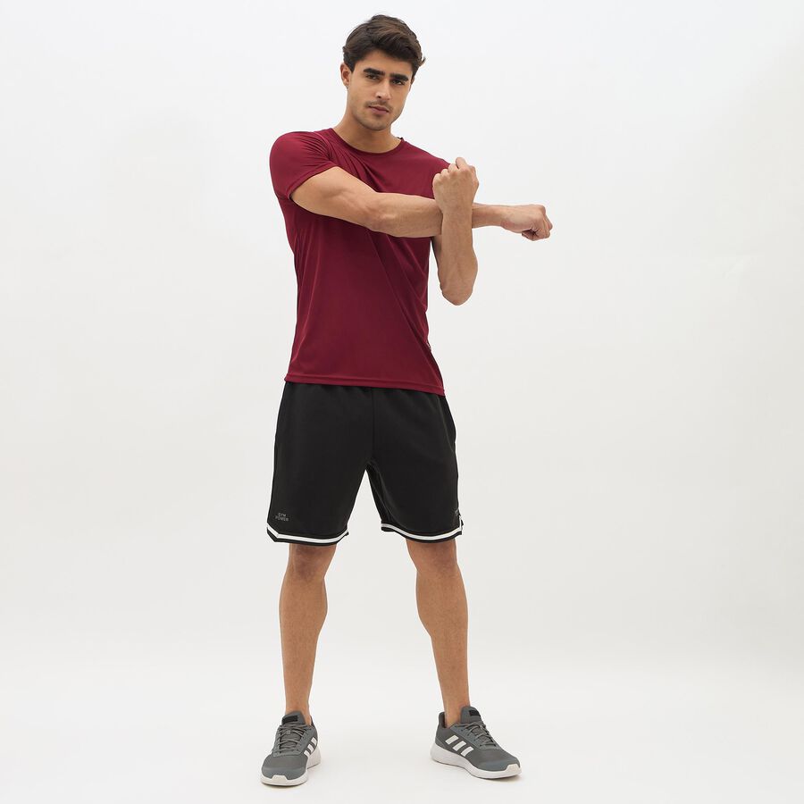 Men's Deep Maroon Crew Neck Athleisure T-Shirt, Maroon, large image number null