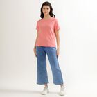 Women's Soft Pink Cotton Round Neck T-Shirt, Pink, small