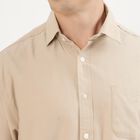 Men's Light Beige Spread Collar Casual Shirt, Beige, small image number null
