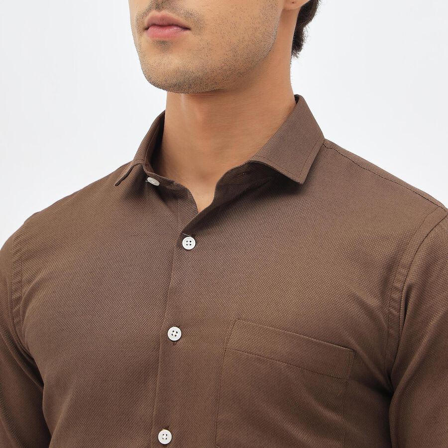 Men's Rich Chocolate Brown Classic Collar Formal Shirt, Brown, large image number null