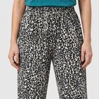 Women's Light Blue Relaxed Fit Leopard Print Harem Pants, हल्का नीला, small
