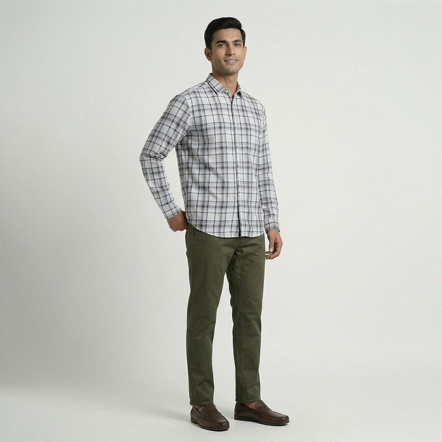Men's Off-White Cotton Button-Down Casual Shirt, Off White, large