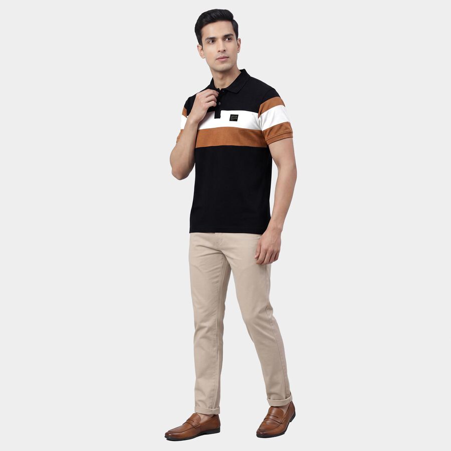 Men's Navy Blue Polo Neck Classic T-Shirt, Navy Blue, large