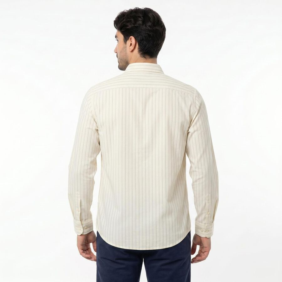 Men White Long Sleeve Collar Regular Fit Casual Shirt, सफ़ेद, large
