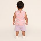 Infant Girl Soft Pink Cotton Round Neck Casual Shorts Set, हल्का गुलाबी, small image number null
