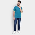 Cotton Solid Round Neck T-Shirt, Teal Blue, small image number null