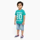 Boys Teal Green Crew Neck Casual T-Shirt, Dark Green, small