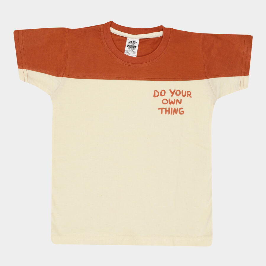 Boys Cotton T-Shirt, Brown, large image number null