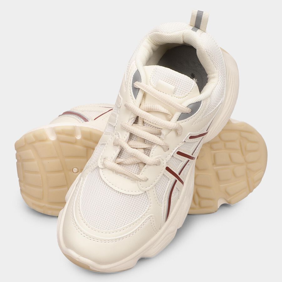 Ladies' Lace-Up Shoes, Beige, large image number null