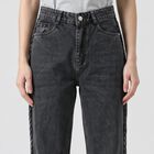 Women's Dark Grey Braided Side Detail Jeans, गहरा ग्रे, small