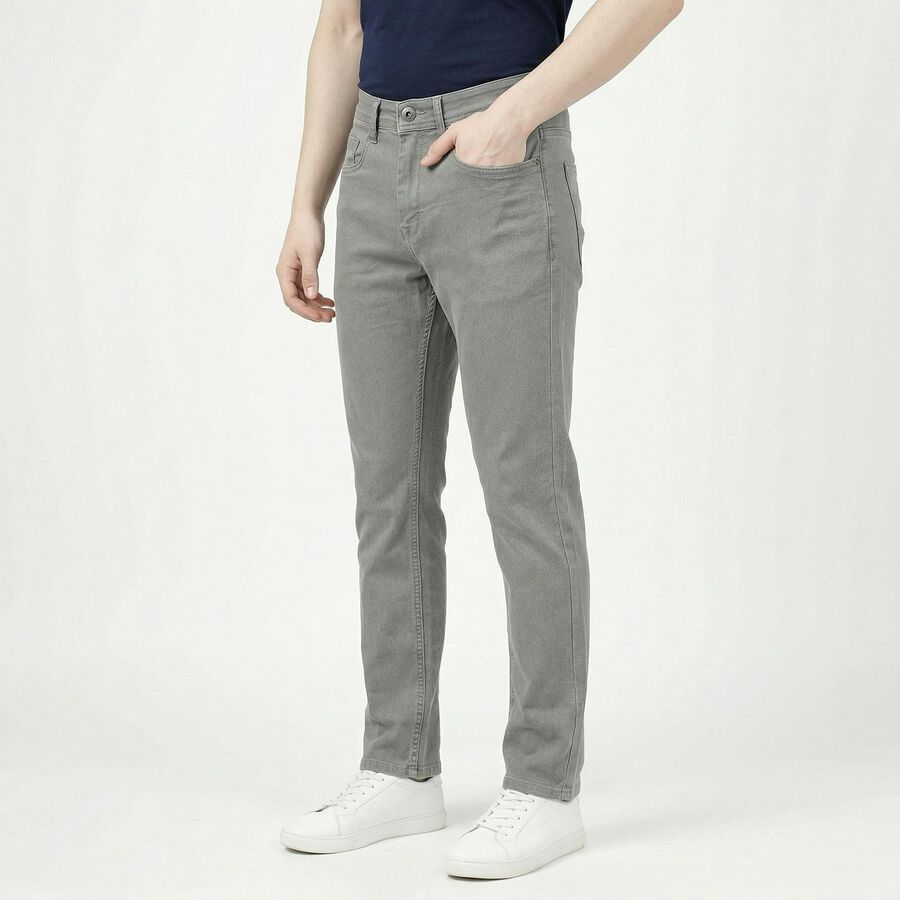 Men's Grey Slim Fit Classic Jeans, हल्का ग्रे, large
