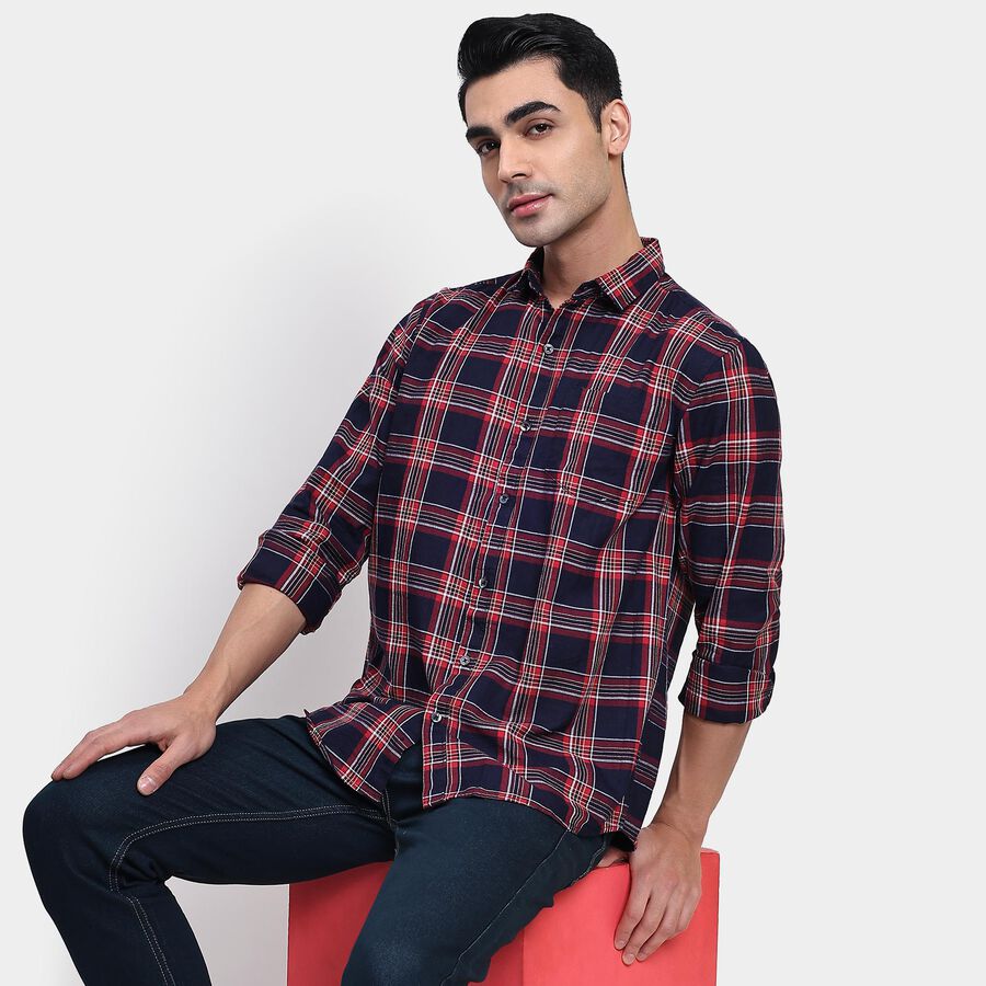 Men's 100% Cotton Casual Shirt, Red, large image number null