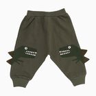 Infants Olive Green Dinosaur Printed Cotton Blend Pyjama, ओलिव, small image number null