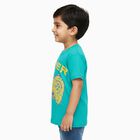 Boys Bright Turquoise Cotton Round Neck Casual T-Shirt, Dark Green, small