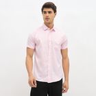 Men's Light Pink Slim Fit Half Sleeve Classic Casual Shirt, Pink, small image number null