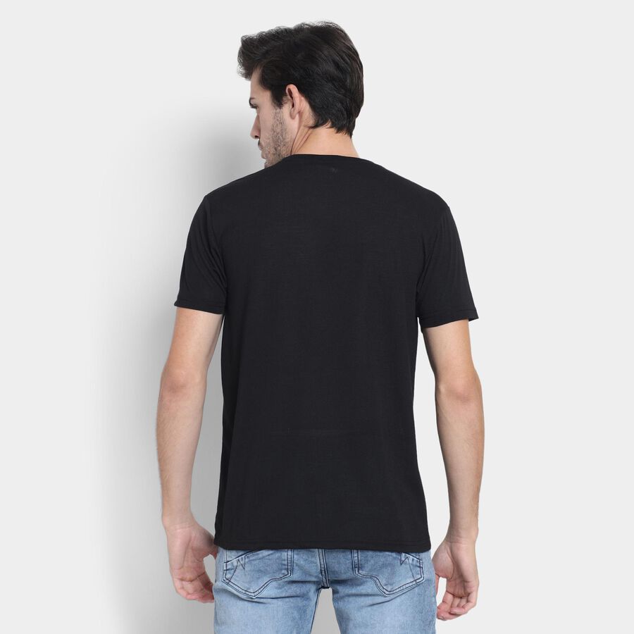 Men's Round Neck Half Sleeves T-Shirt , Black, large image number null