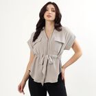 Women's Light Grey Half Sleeve Classic Casual Shirt, Light Grey, small