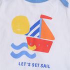 Infants' White Cotton Raglan Neck Boat Print Baba Suit, मध्यम नीला, small image number null