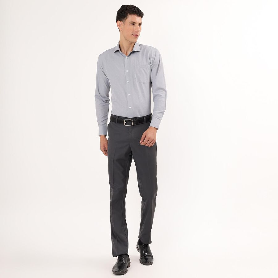 Men's Dark Grey Cut Away Collar Slim Fit Formal Shirt, Dark Grey, large image number null