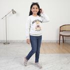 Girls' Grey Crew Neck Pullover Sweatshirt, मिश्रित हल्का ग्रे, small