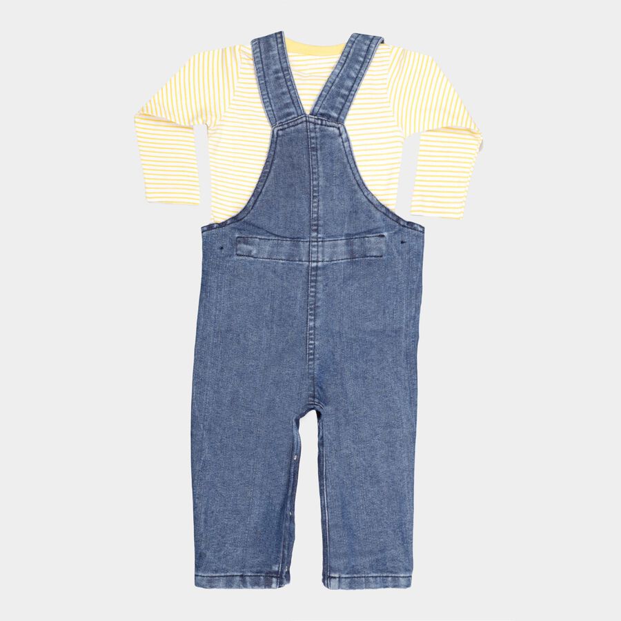 Infants Cotton Stripes Baba Suit, Yellow, large image number null