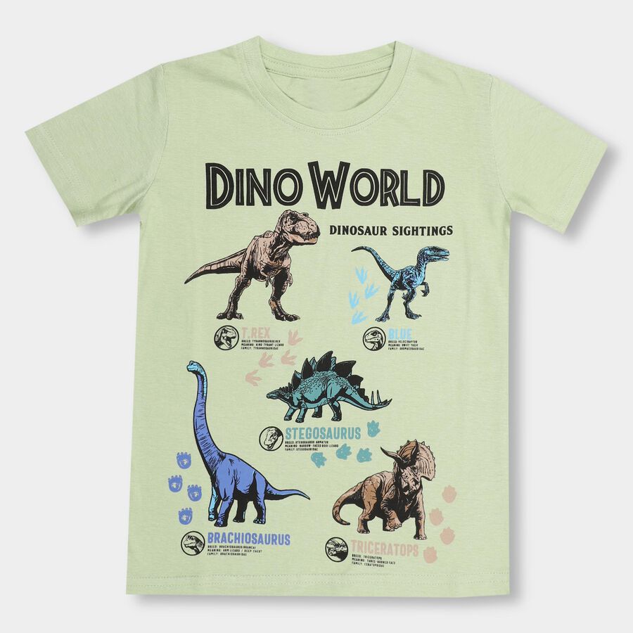 Boys' 100% Cotton Half Sleeves T-Shirt, Light Green, large image number null