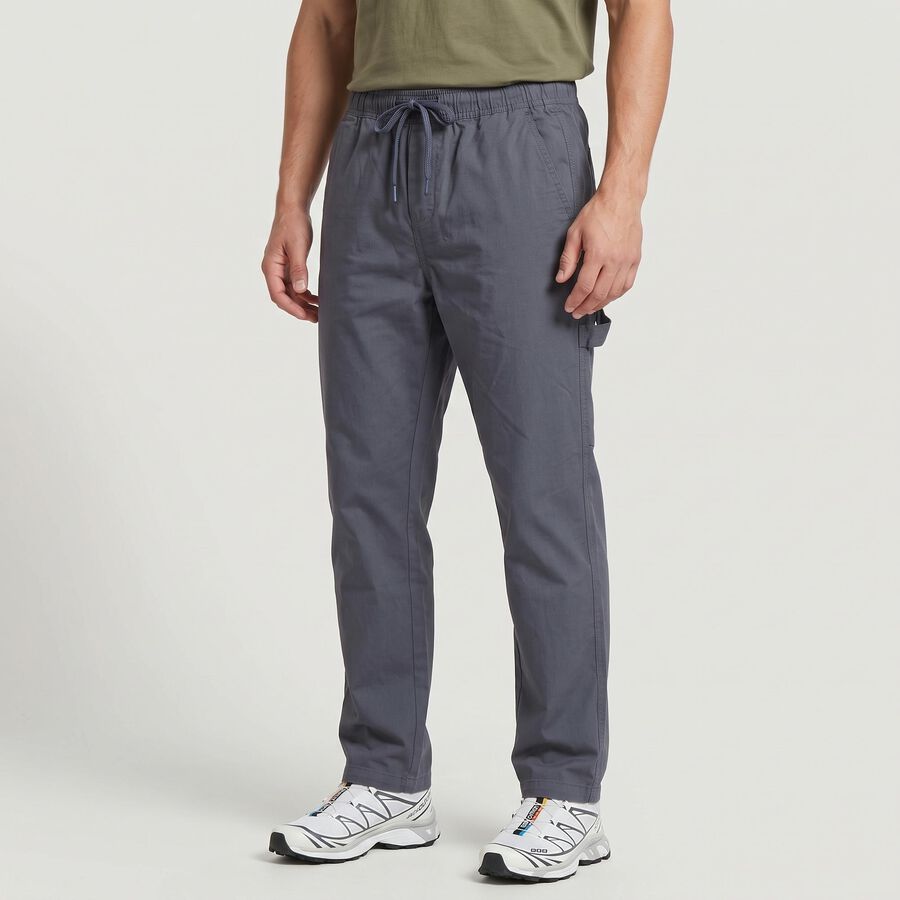 Men's Mid Blue Slim Fit Cargo Trousers, मध्यम नीला, large