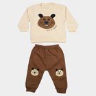 Infants' Beige Round Neck Graphic Baba Suit, Beige, small