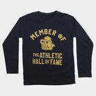 Boys Navy Blue Round Neck Regular Boys T-Shirt, नेवी ब्लू, small