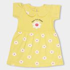 Infants' Bright Yellow Cotton Collar Printed Frock, Yellow, small
