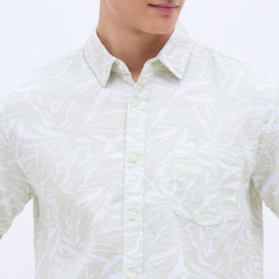 Men's Light Sage Green Cotton Regular Collar Casual Shirt, Light Green, large image number null