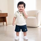 Infants' Cream Polo Neck Graphic Print Baba Suit, Off White, small
