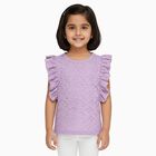 Girls' Soft Lavender Round Neck Romantic T-Shirt, लाइलेक, small image number null