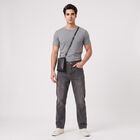 Men's Dark Grey Straight Fit Washed Jeans, Dark Grey, small