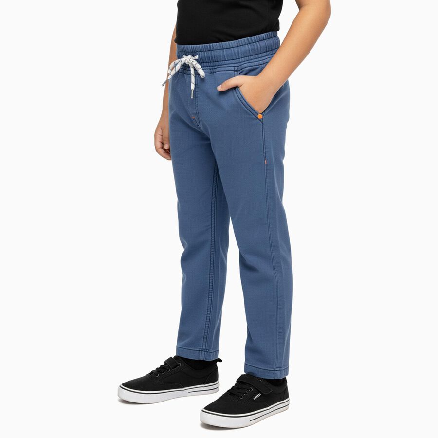 Boys' Muted Steel Blue Regular Fit Elastic Waist Jeans, हल्का नीला, large image number null