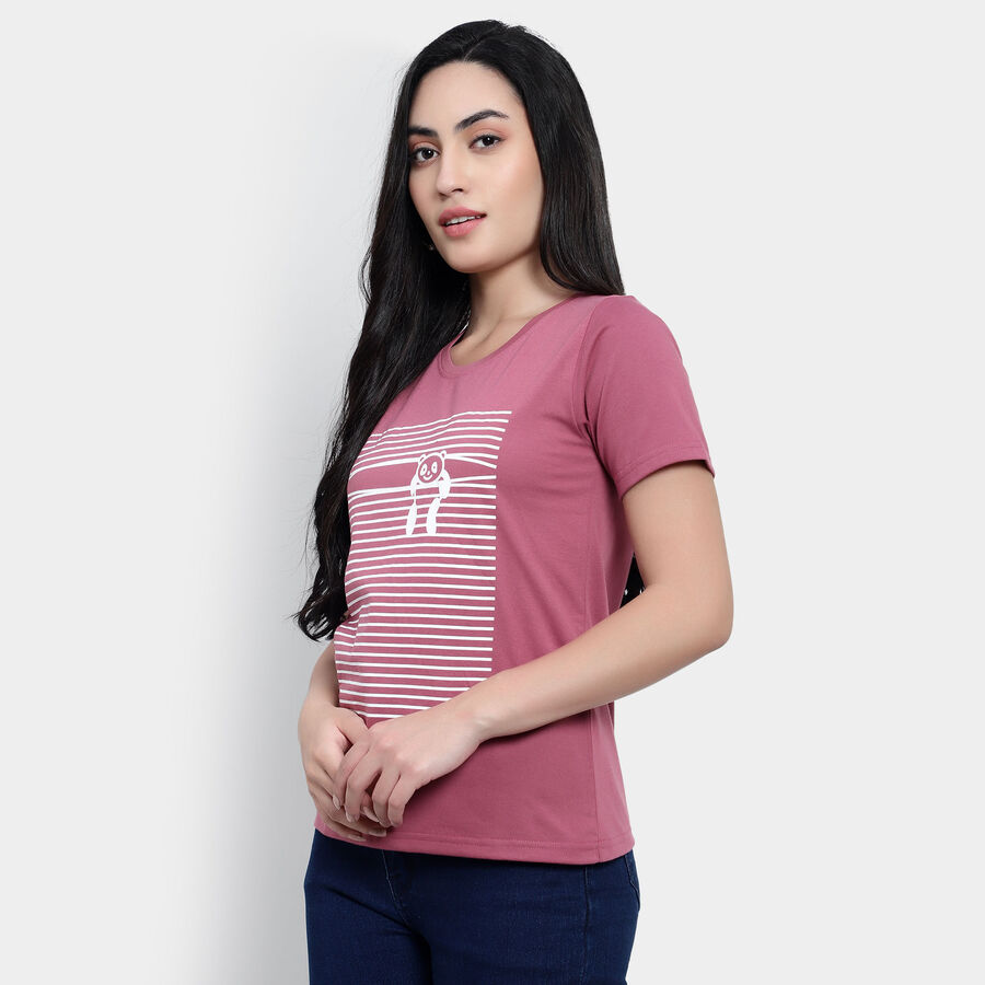 Round Neck T-Shirt, बैंगनी, large image number null