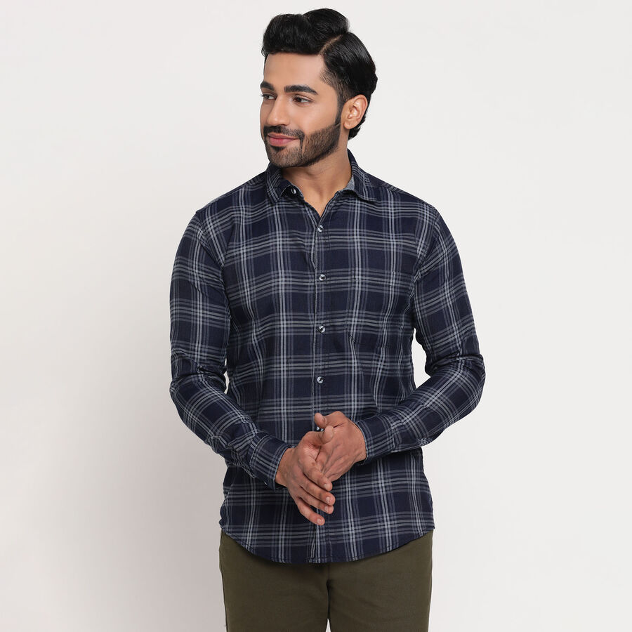 Checks Casual Shirt, गहरा ग्रे, large image number null