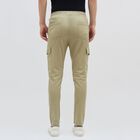 Men's Muted Beige Slim Fit Cargo Track Pants, Light Green, small image number null
