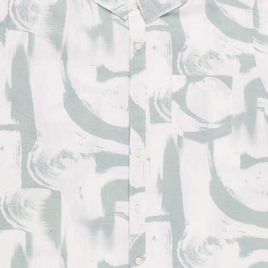 Boys' Light Sage Green Cotton Half Sleeve Button-Down Casual Shirt, Light Green, large image number null