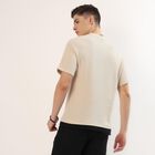 Men's Beige Round Neck Graphic Print T-Shirt, Beige, small