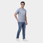 Men's Blue Round Neck Casual T-Shirt, Sky Blue, small