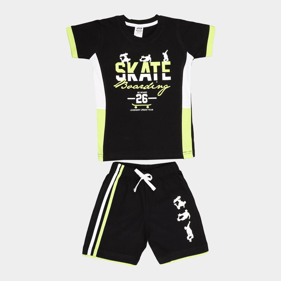 Boys Cotton Baba Suit, Black, large image number null
