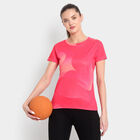 Printed Round Neck T-Shirt, Neon Pink, small image number null