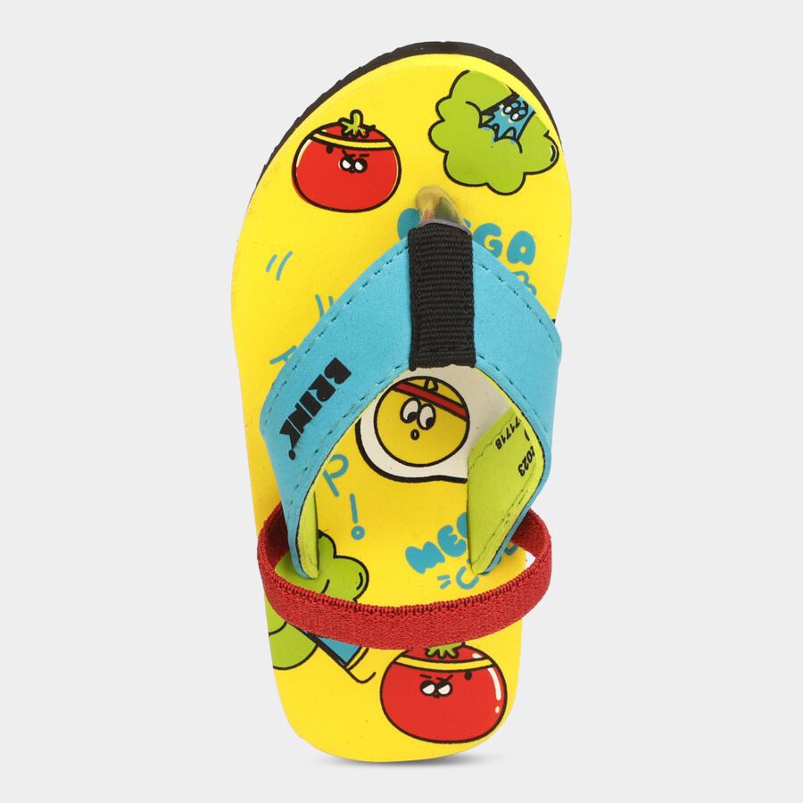 Kids Printed Flip Flops, Yellow, large image number null
