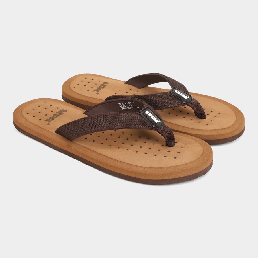 Men's Slippers, Brown, large image number null