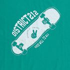 Boys' Bright Emerald Green Round Neck Graphic Printed T-Shirt, Light Green, small