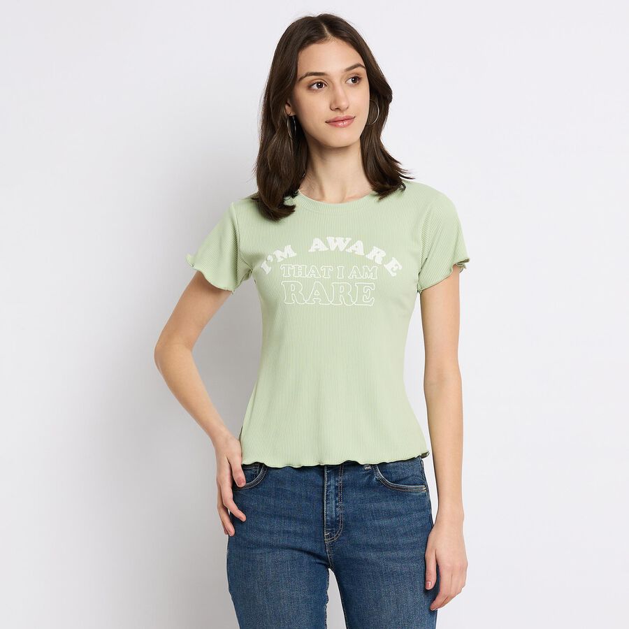 Ladies' Round Neck T-Shirt, Light Green, large image number null