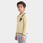 Boys Cream Polo Neck Knitted Pullover, ऑफ व्हाइट, small