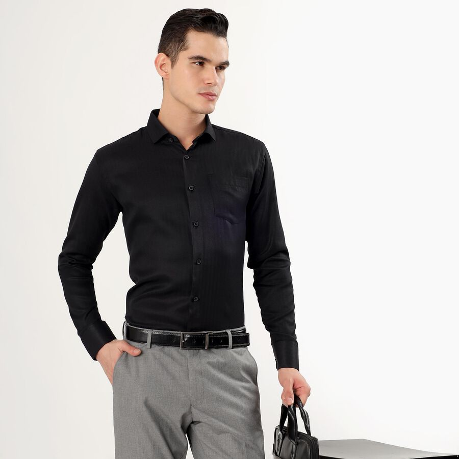 Men's Jet Black Classic Formal Shirt, Black, large